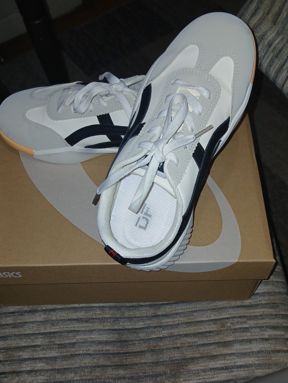 Asics Men’s White and Black Retro-Inspired Sneakers